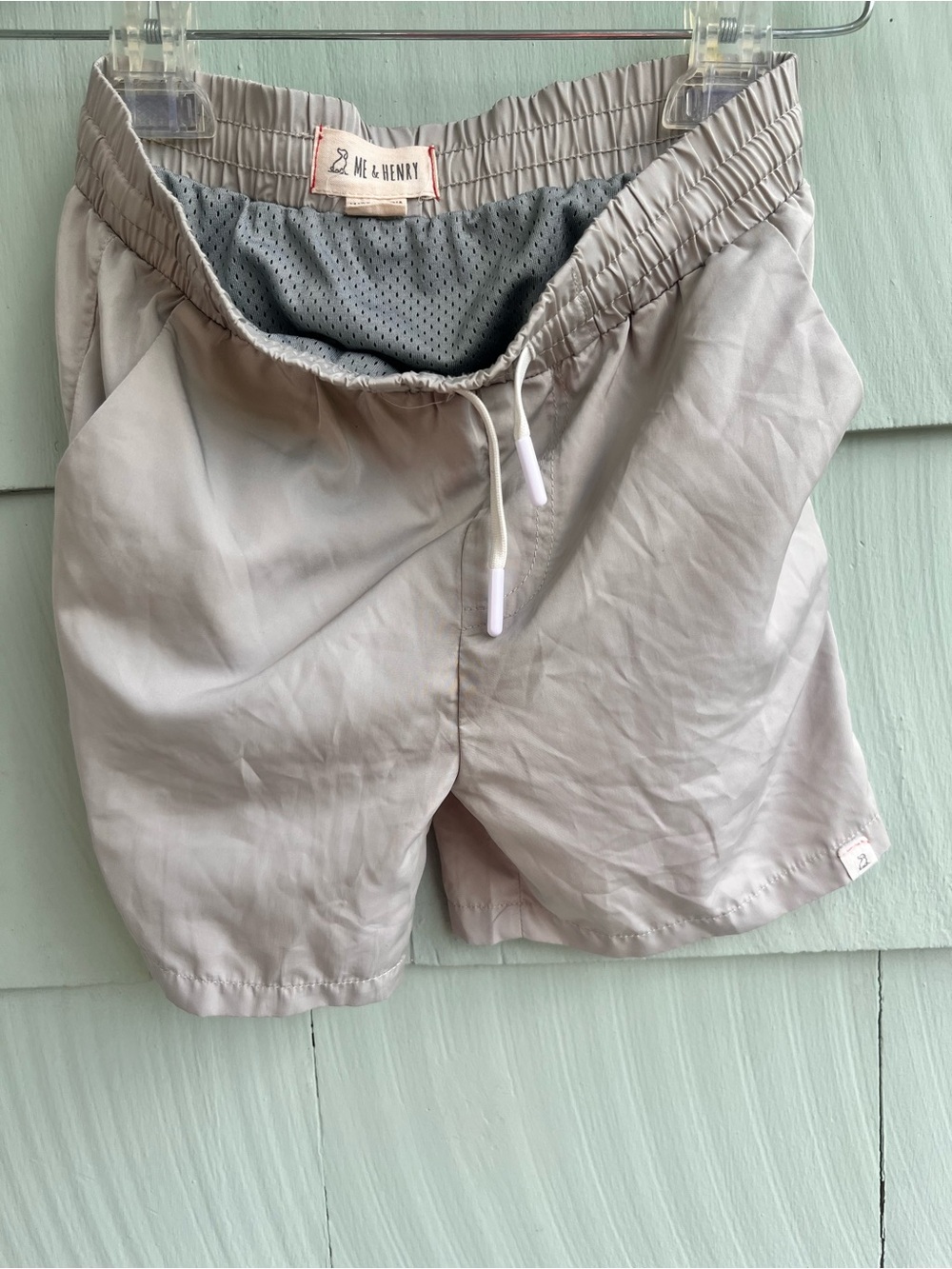 Kids' Light Gray Swim Trunks with Mesh Lining